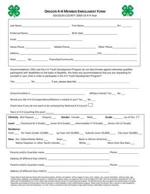 Fillable Online Extension Oregonstate Member Enrollment Form Docx