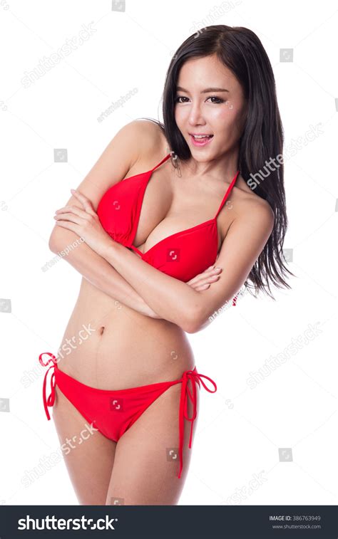 Sexy Asian Girl Wearing Red Bikini Foto De Stock 386763949 Shutterstock