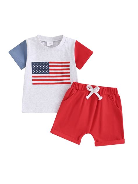 Caitzr Baby Boy 4th Of July Outfits Short Sleeve Tee Shirt And Casual