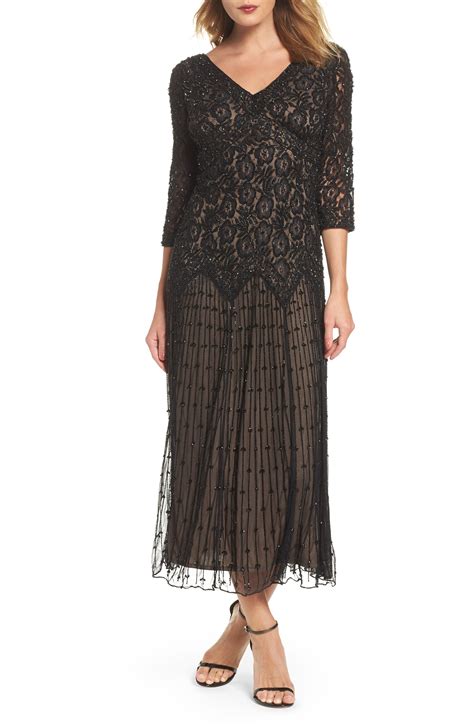 Pisarro Nights Beaded Mesh Dress Regular And Petite Nordstrom