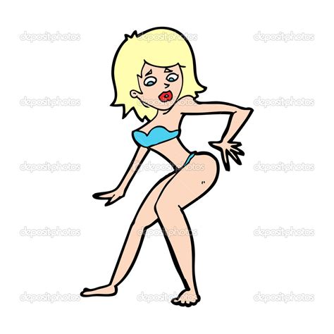 Cartoon Woman In Bikini Stock Vector Image By Lineartestpilot