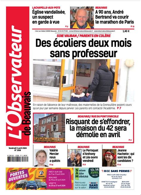 L Observateur De Beauvais Du 5 Avril 2024