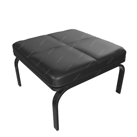 Premium Photo A Black Leather Ottoman With A Black Leather Cushion