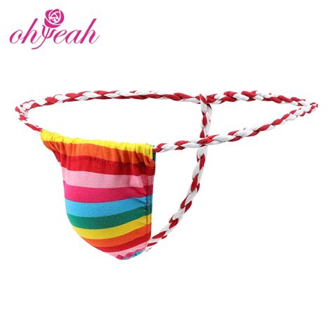 Rainbow Sissy Panty For Men Sexy Stripe Naughty Underwear Bikini Briefs Breathable Fabric Odm