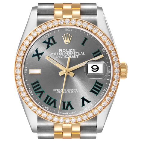 Rolex Datejust Ii Steel Yellow Gold Wimbledon Dial Mens Watch