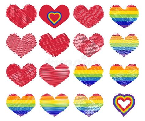 Pride LGBT Heart Vector Icon Set Lesbian Gay Bisexual Transgender