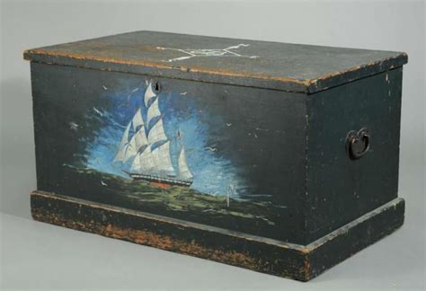 Painted Sailors Chest Antique Folk Art Folk Art Nautical Art