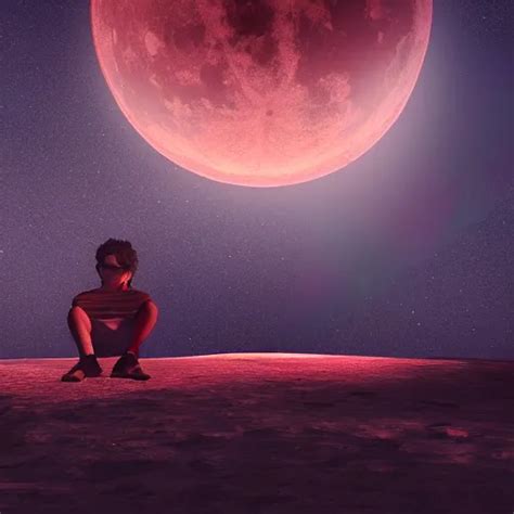 Gustavo Cerati Sitting On The Red Moon Digital Art Stable Diffusion