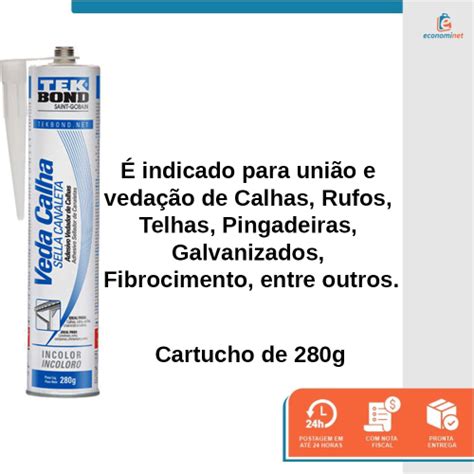 Tubo Silicone Cola Veda Calha Rufos Telhas Incolor G Tekbond Em