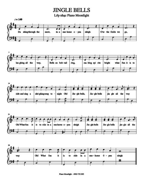 Jingle Bells Sheet Music For Piano Solo Easy