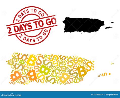 Rubber 2 Days To Go Stamp Seal With Dollar And Bitcoin Golden Mosaic