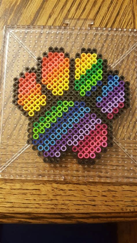 Perler Bead Rainbow Paw Print God Bless Perler Bead Disney Diy