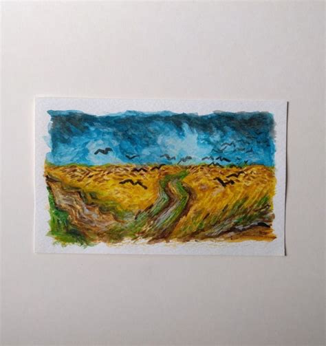 Wheatfield With Crows Van Gogh Inspired Small Painting Hobbies And Toys