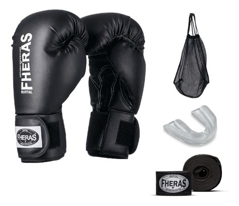 Kit Fheras Luva Boxe Muay Thai Protetor Bucal Bandagem 3 5m Frete grátis