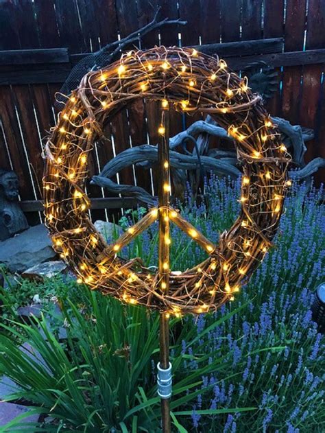 Peace Sign Garden Stake Lighted Peace Sign Garden Stake Etsy