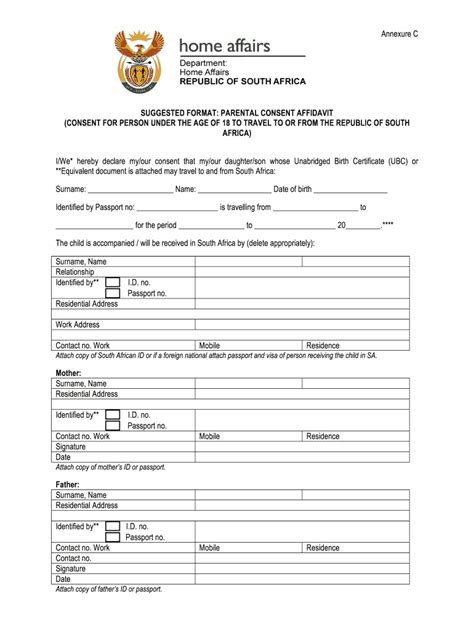 Home Affairs Parental Consent Form Fill Online Printable Fillable