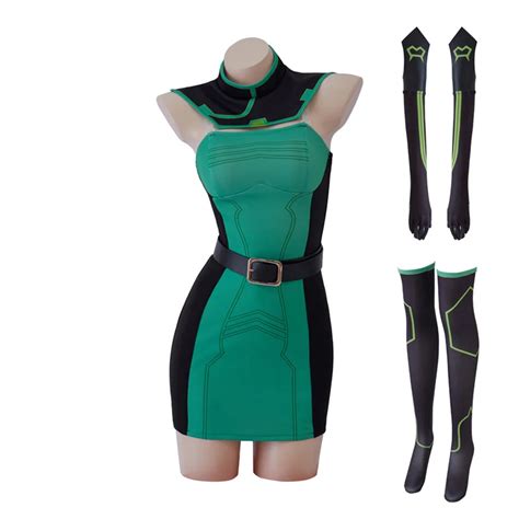 Game Valorant Viper Cosplay Costume Green Sexy Women Combat Dress