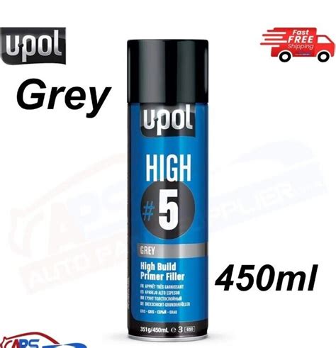 Upol High Build Primer 5 Aerosols Primer Filler Primer GREY 450ml Upol