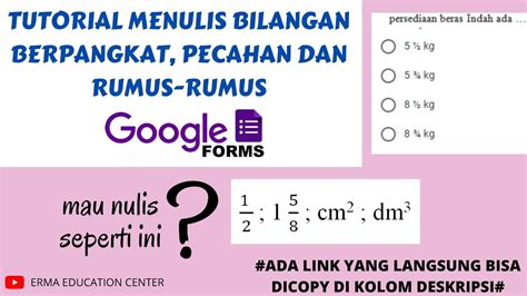 Cara Menulis Pecahan Dan Simbol Di Google Form Youtube