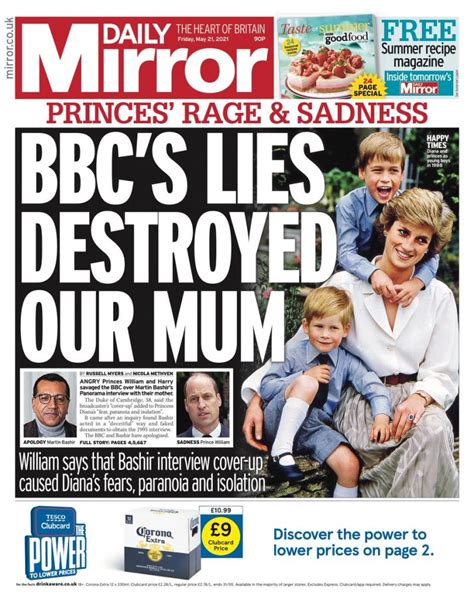 Daily Mirror Front Page 21st Of May 2021 Tomorrows Papers Today