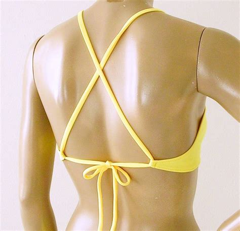 Crossback Ballet Top And Tie Bottom Bikini In Red Yellow Etsy