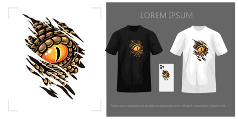 Reptile Eye T Shirt Design Complete With Mockup 21518136 Vector Art At