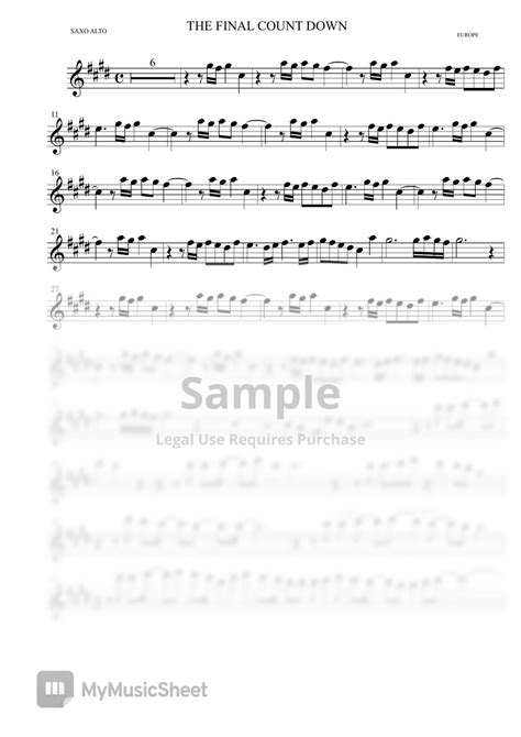 The Final Countdown Europe Alto Sax Sheets By Ismael Dorado