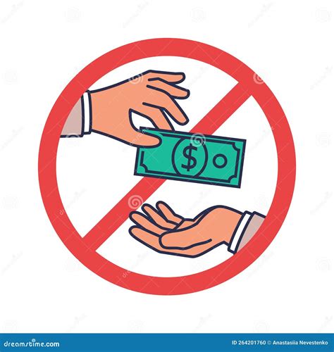 Red Sign Stop Corruption Vector Illustration Flat Design Bribery