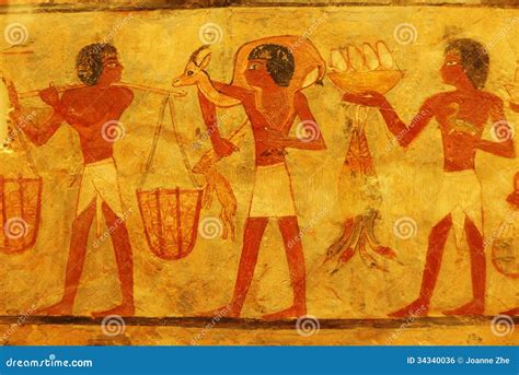 Ancient Egyptian Painting In Louvre Royalty Free Stock Image - Image ...