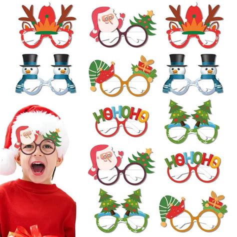 Christmas Glasses Frames Christmas Paper Eyeglasses Set Christmas Penguins Tree Santa Hat