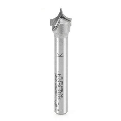 56126 Carbide Tipped Point Cutting Roundover 3 16 Radius X 3 8 Dia X 19 64 X 1 4 Shank Router Bit