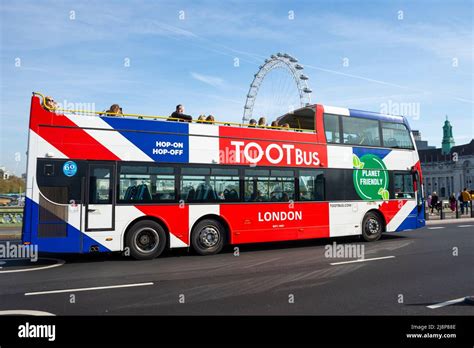 Toot Bus London Tour Bus In Union Jack Flag Coloured Bus On