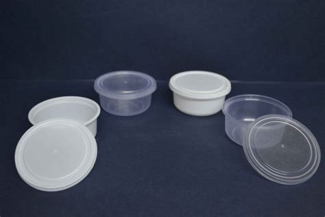 Milky White Round Plastic Food Container For Packaging Size Various