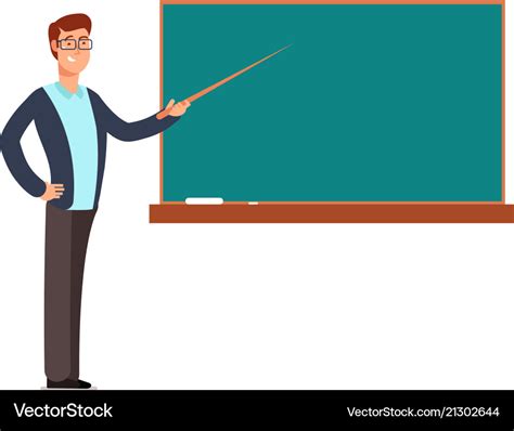 Cartoon young professor teacher man at blackboard Vector Image