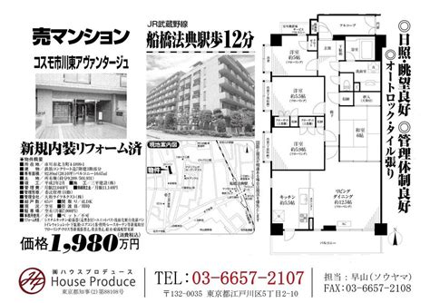 【ホームズ】コスモ市川東アヴァンタージュ 3階の建物情報｜千葉県市川市北方町4丁目1899 1