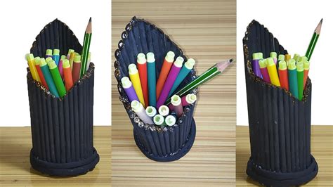 Diy Make A Pen Stand From Newspaper At Home Waste Material Craft