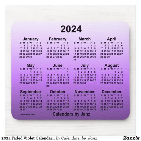 Faded Violet Calendar By Janz Mouse Pad Zazzle Pink Calendar