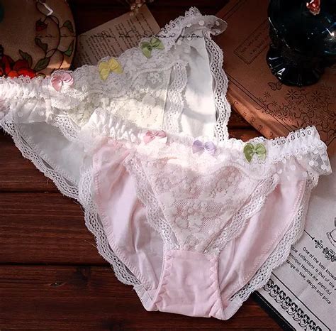 Japanese New Sweet Spring Summer Candy Tie Color Cotton Lace Underwear Thong Bragas String Sexy