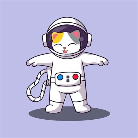 Lindo Gato Astronauta Vector Vector Premium