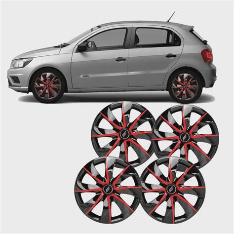 Jogo Calota Esportiva Aro Black Red Vw Gol Voyage G G Submarino