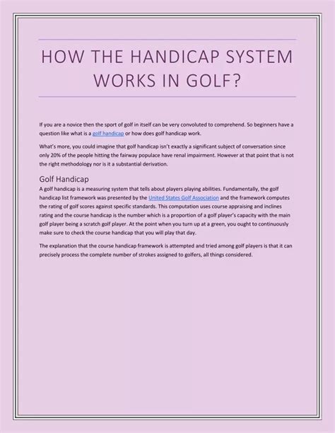 PPT How The Handicap System Works In Golf PowerPoint Presentation