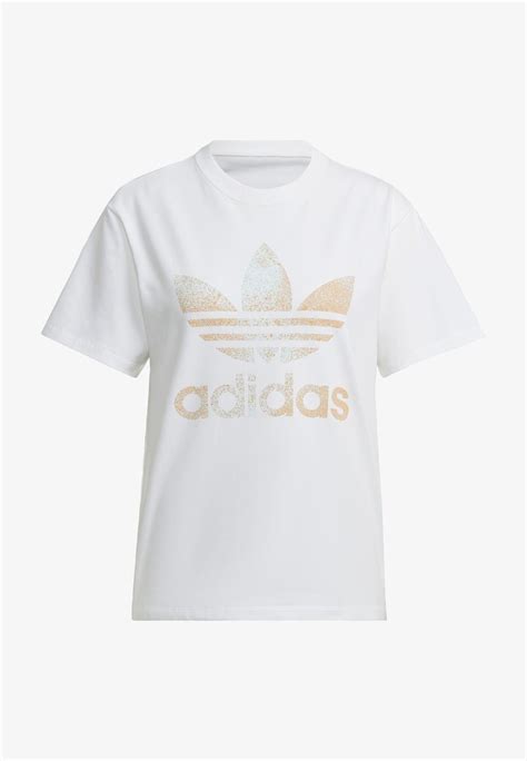 Adidas Originals Trefoil Print T Shirt White Zalando De