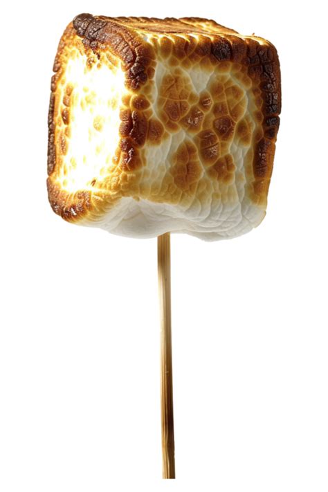 Roasted Marshmallow On Stick Alone Against Transparent Background