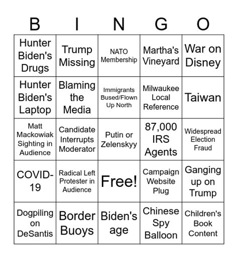 First Gop Debate Of Bingo Card