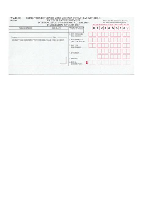 Form Wv It 101 Employer S Return Of West Virginia Income Tax Withheld