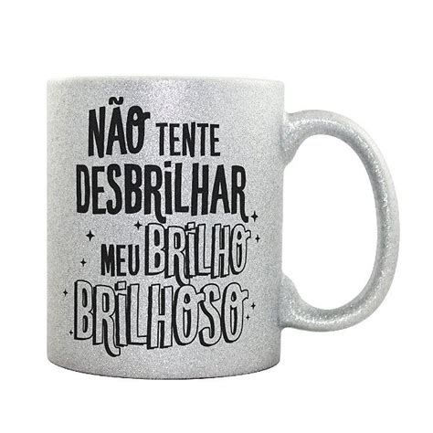 Caneca Personalizada Glitter Prata Brilho Brilhoso Caneca