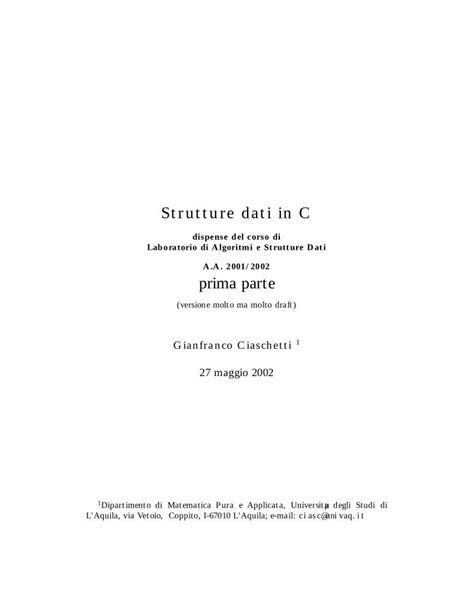 Pdf Strutture Dati In C Oil Di Univaq It Strutture Dati In C