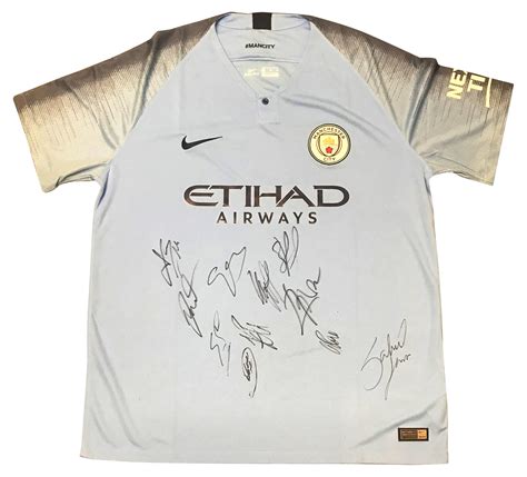 Manchester City Signed Shirt - Premiership Champions Jersey 2019 | Firma Stella