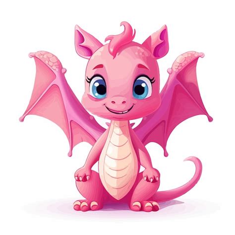 Premium Vector Cute Pink Dragon Cartoon Character Standing