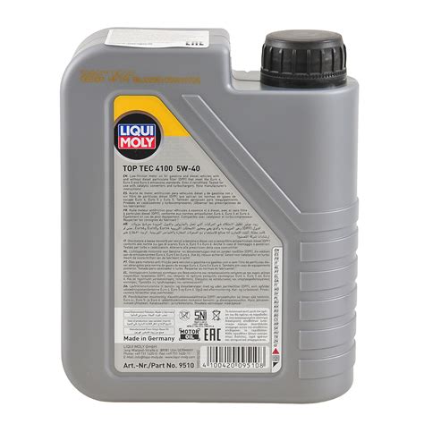 Масло моторное LIQUI MOLY TOP TEC 4100 5W40 синтетика 1 л 9510 купить